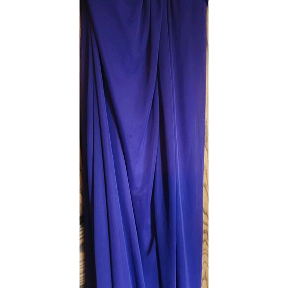 Vtg 90s Cindy Royal Purple Prom Dress Sz L Polyester w/ Scarf - Picture 4 of 6